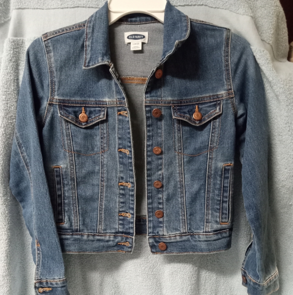 Old Navy kids 10-12 Jean Jacket w/4 pockets-Copper button front, cuffs &…